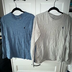 2 Polo Ralph Lauren Long Sleeve Tees (Size M) – Custom Fit Crewneck Bundle